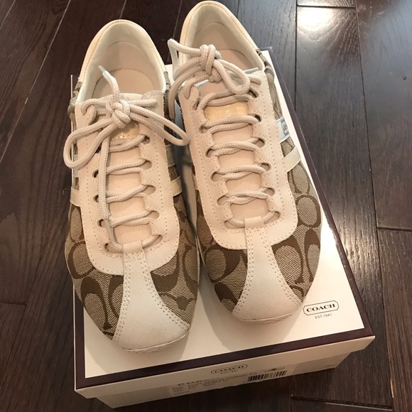 Coach Shoes - Coach Katelyn A1164 Khaki and White Sneakers 6.5